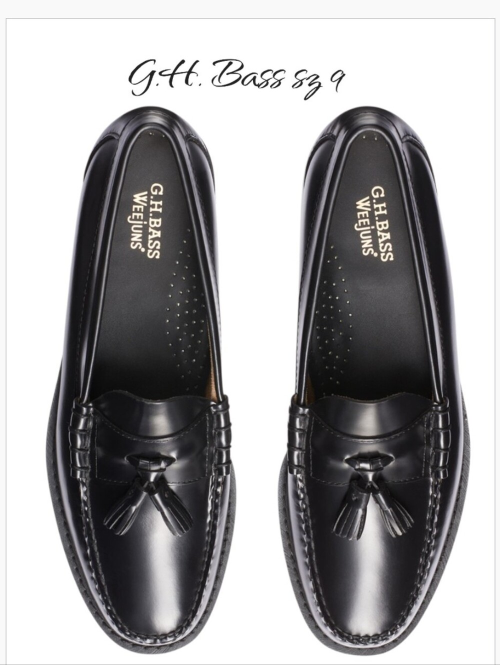G.H. BASS Men's Lennox Tassel Weejuns Loafers Black Leather Size 9